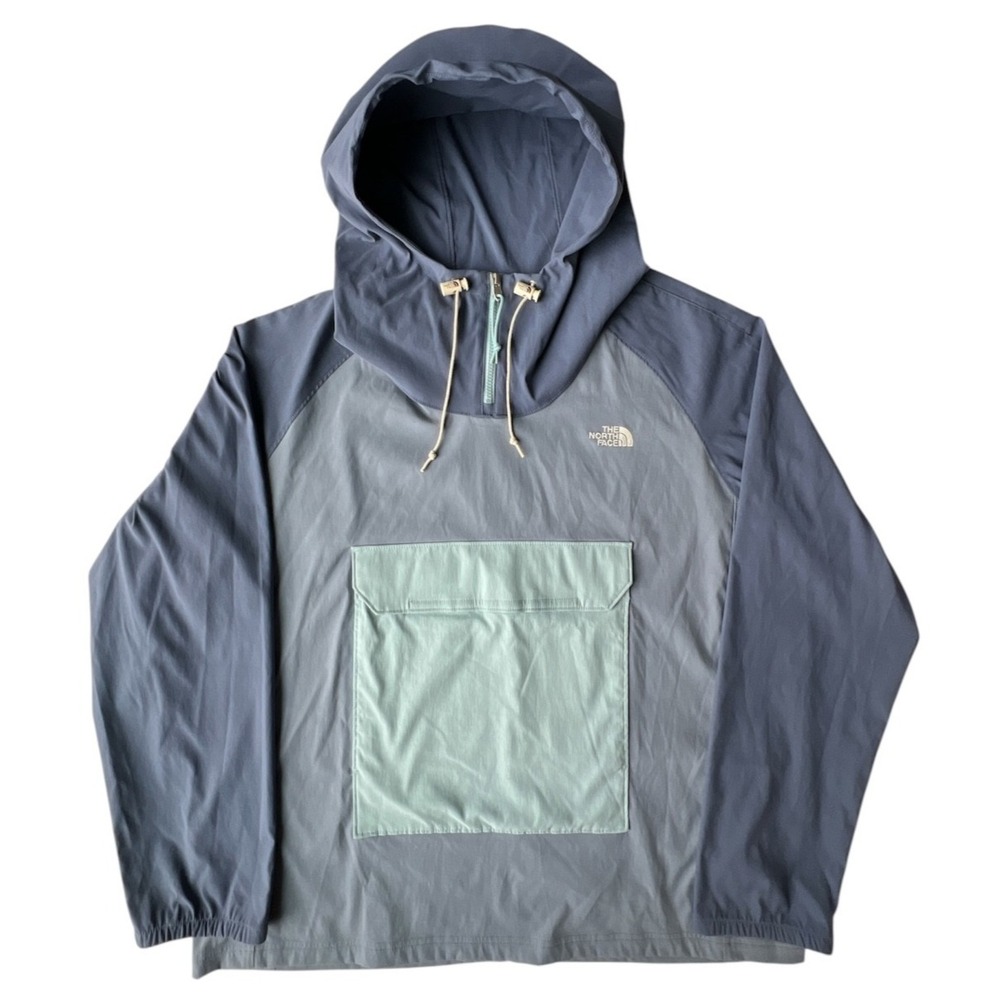 North Face Jacket Windbreaker Pullover Blue Class V Fanorak XL Hood Hike Travel
